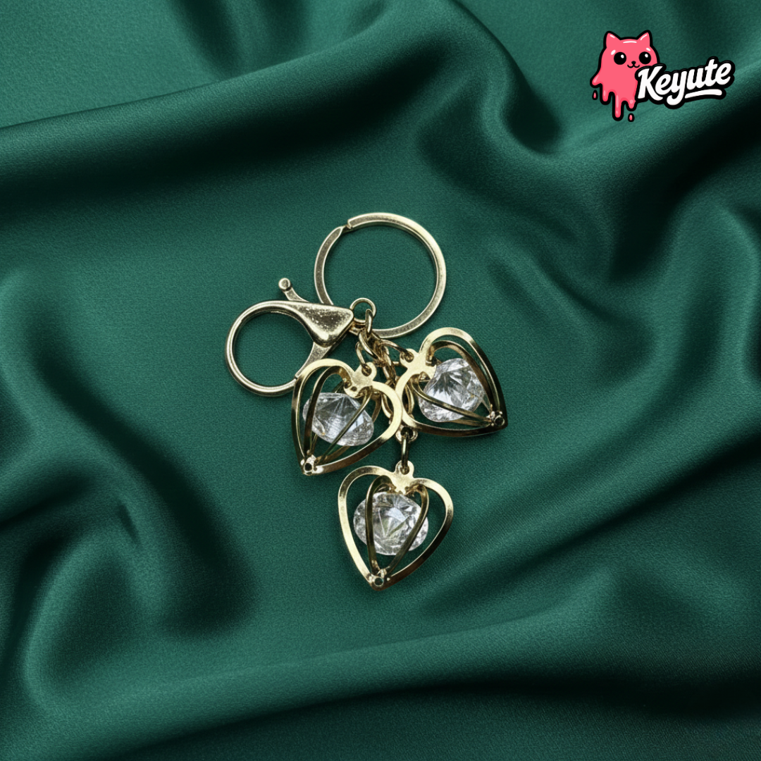 Heart With Diamond Keychain