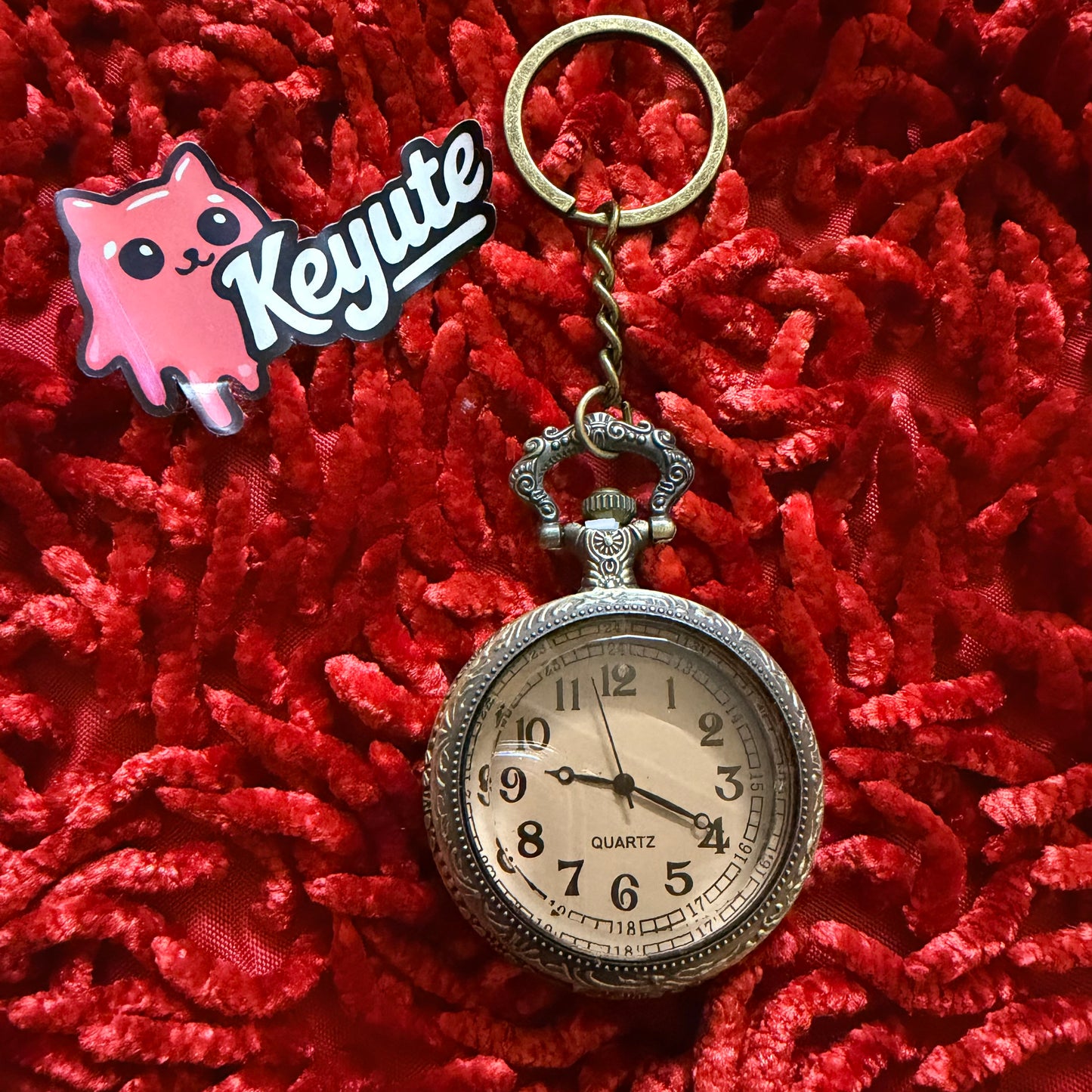 Vintage glass Watch Keychain