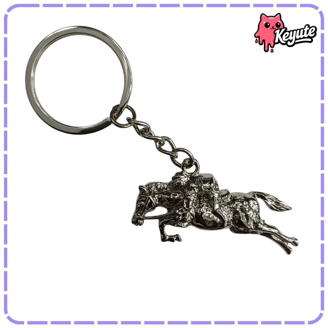 Horse Riding Metal Keychain