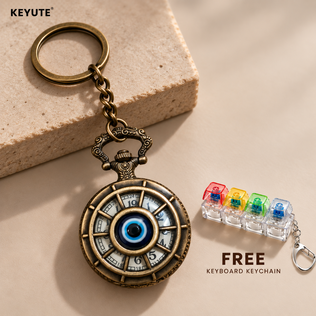 Vintage Evil Eye Watch Keychain
