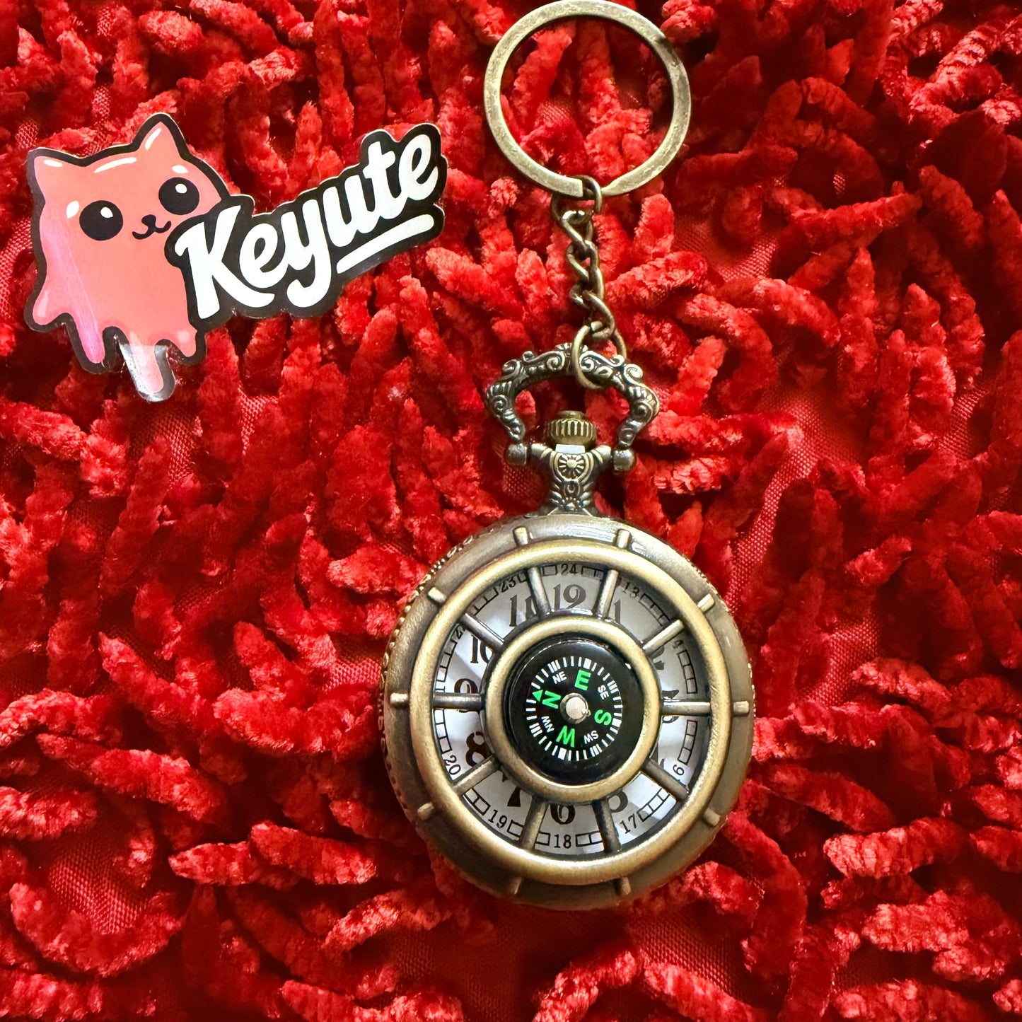 Antique compass watch Keychain