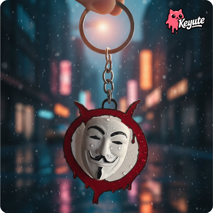 Hacker Face Spinner Keychain